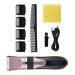 BOKIOESDE Electric Hair Clippers 0.8-2.0mm Rechargeable Barber Man Ceramic Trimmer Low Noise Shaver with Limit Hairbrushes Pink
