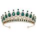 SWEETV Rhinestone Wedding Tiara for Women  Royal Queen Crown Headband  Crystal Princess Hair Accessories for Prom Birthday Green