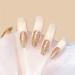 Sethexy shiny long oval false fingernails sparkle champagne 24th complete coverage acrylic press false nail tips for women and girls