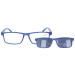 Practical plastic reading aid in a classic design with matching sun clip - SQUARE in blue + 2.00 dpt