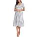 Love2Mi Short-Sleeve Maternity Dress - A-Line Midi Dress for Pregnant Women - S White Black Stripe - Buy Online on GoSupps.com