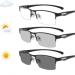 Xuan Self-Tinting Progressive Multifocal Reading Glasses with Blue Light Filter - Half Frame Reflective Sunglasses +1.5 - Buy Online on GoSupps.com