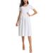 Love2Mi Short-Sleeve Maternity Dress - Casual A-Line Midi Dress for Pregnant Women - S White Grey Stripe - Buy Online on GoSupps.com