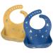 Little Dimsum Silicone Baby Feeding Bibs Easily Adjustable and Wipe Clean Soft Waterproof Bibs Perfect for Babies & Toddlers(Yellow&Blue)