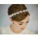 Topqueen pearl bride hair tires rhinestone bridal jewelry hair band wedding headbands hair accessories tiara for women and girls (Silver-Organza white)