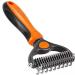Dog brush cat brush Vigime 2-page undercoat rake for cats and dogs safe hair removal ridge for easy removal of mats and matters (orange)