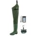TIDEWE Hip Wader, Lightweight Hip Boot for Men and Women, 2-Ply PVC/Nylon Fishing Hip Wader (Green and Brown) Green M9/W11