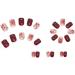 SINLOV Short Nude Red Gradient French Fake Nails Square Rose Flower False Nails Glossy Press on Nails Ballerina Acrylic Full Cover Nails for Women and Girls - Buy Online on GoSupps.com