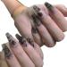 Press on Nails 3 Sets Black Rose Fake Nail Matte Long Artificail Nails Removable Nail Stickers Ballerina for Women Girls (Color : Dark Flowers) (Color : Dark Flowers) (Dark Flowers) Black rose