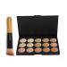 15 Colors Cream Contour Face Concealer Palette  FantasyDay Long Lasting Full Hydrating Coverage Conceals Corrects Foundation Camouflage Makeup Set for Correcting Dark Circles Acne Blemish + 1 Brush 1