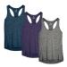 icyzone Workout Tank Tops for Women - Racerback Athletic Yoga Tops Running Exercise Gym Shirts(Pack of 3) Royal Blue/Purple/Charcoal Medium