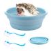 WOLEDOE Hedgehog Bath Supplies, Foldable Bathtub and 2 Pack Cleaning Brush Tool Blue