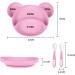 Vicloon Bear-Shaped Silicone Suction Plate for Babies and Toddlers - BPA Free, Dishwasher and Microwave Safe (Pink) - Buy Online on GoSupps.com