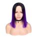 HANNE Ombre Black to Purple Shoulder Length Bob Wig for Women - Short Straight Hair Bob Wigs in Ombre Purple - Buy Online on GoSupps.com