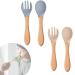 Baby Fork and Spoon Set 4 Pcs Silicone Feeding Utensil Easy Grip Toddler Cutlery Kit Children's Flatware Kids Cutlery Set for Infant Toddler Children First Led Training Weaning 6-12 Month