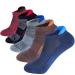 Men's Low Cut Ankle Athletic Socks Cushioned Breathable Running Performance Sport Tab cotton Socks(5 pack) Blue/Brown/Gray/Black/Darkred