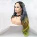 SHIYID Long Natural Straight Synthetic Lace Front Wig for Women - Black to Green Gray Heat Resistant Fiber Hair - Buy Online on GoSupps.com
