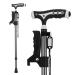 Hold 440 Lbs Walking Cane for Men & Women Aluminum Alloy Lightweight Height Adjustable Walking Stick Heavy Duty Foldbale Free Standing Cane with LED for Seniors Adults LED Black