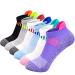 J.WMEET Womens Ankle Athletic Socks Low Cut Cushioned Breathable Running Performance Sport Tab Cotton Socks 6 Pack Multicoloured