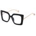 Oversized Square Blue Light Blocking Glasses for Women Thick Fashion Pearl Inlay Arm Eyewear Computer Eyeglasses A1 Black 52 Millimeters