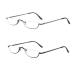 Half Frame Reading Glasses Half Metal Moon Readers for Women Men 2 Pairs 2.00 2 Pack(gray black) 2.0 x