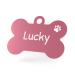 ENGRAVO Dog Tag Bone Pink with Engraving and 2 Key Rings Large 38mm Pink