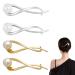 KuuGuu 4 PCS Hairpin Pearl Barrettes for Women Wedding Pearl Hair Pins Bridal Pearl Rhinestone Hair Pins Hair Gold silver