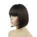 Lydell 8 Short Bob Chestnut Brown Synthetic Wig with Flat Bangs & Central Dot - Heat Resistant Hairstyle - Buy Online on GoSupps.com
