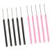 10 Pieces Bead Pulling Hook Needles For Micro Ring Hair Extensions Plastic Handle And Steel Needle Black