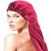 Ladaypoa 2-Piece Long Satin Hair Hood | Silky Sleeping Cap for Long Curly Hair Protection | Extra Large Black & Red - Buy Online on GoSupps.com