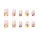 Square Fake Nails - Nude Press On Short Flower Design Full Cover Acrylic Nails - 24 Pcs Glossy Stick On Nails for Women - Buy Online on GoSupps.com