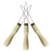 SUPVOX 3Pcs Steel Wire Loop Button Hook with Wooden Handle Button Assist Device
