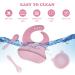 Vicloon Baby Weaning Set 4 Pcs | Silicone Feeding Set with Suction Plate, Bowl, Bib, Spoon & Fork | BPA Free | Toddlers & Kids Bowl Set | Pink Bear Sucker Bowl - Gift for Kids - Buy Online on GoSupps.com