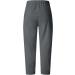 Womens Cotton Linen High Waist Capri Pants | Plus Size Summer Crop Pants Grey, XL - Buy Online on GoSupps.com