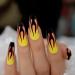 Csch artificial nails yellow orange ombre faux ongles fire matt black flame fake nails extra long coffin form women fingernails 24