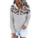 Hoodies for Women Pullover Print Button V Neck Pockets Hooded Jacket Long Sleeve Sweatshirt Graphic Casual with Hood Gray X-Large