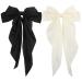 RosewineC 2 PCS Bow Hair Clips Solid Color Bow French Automatic Hair Clip with Long Silky Satin Tail Large Bows for Simple Women Girls Barrettes Hair Fastener Accessories (Black & White)