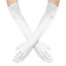 SAVITA 21" Women Long Gloves Long Elbow Satin Gloves Stretchy 1920s Opera Gloves for Women Girls Evening Party Dance Hand Care Moisturizing White
