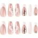 Justotry 24 Pcs Long Glitter Flower White French Press On Nails - Glossy Pink Ballerina Stick On Nails for Women - Acrylic Coffin Fake Nails with Glue - Nail Art Milly&Flower - Buy Online on GoSupps.com