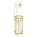 mDesign Metal Free Standing Toilet Paper Holder Stand and Dispenser, with Storage for 3 Spare Rolls - for Bathrooms/Powder Rooms - Holds Mega Rolls - Soft Brass