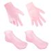 2 Pairs Moisturizing Glove Socks Set, Silicone Gel Spa Socks for Dry Cracked Skin ,Silicone Gel Heel Socks Anti Slip,for Foot Hand Softening, Calluses, Foot Care After Pedicure(Pink)