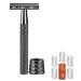 Lehua interchangeable men's safety razor double cutting edge safety razor reusable metal razor for men B silver gray