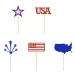Ulfanit 4th of July Cupcake Toppers Glitter American Flag Blue Red Stars and Stripes Cup Cake Toppers USA Memorial Independence Day Appetizers Food Picks 10pcs
