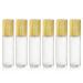 6 Count 10ml Bamboo Roll On Bottle For Essential Oils Clear Glass Bottle With Natural Bamboo Lid Portable Massage Stainless Steel Roller Ball Glass Vial Aromatherapy travel Perfumes Bottles