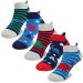 COTTON DAY Kids Boys Ankle Low Cut Athletic Cushion Sole Socks Fun Colorful Design Dinosaur, Camo, Pirate Dinosaur 6-8 Years
