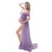 Maeau - Dress Women's Maternity Photography Props for Photo Shoot Elegant Ladies Dresses for Wedding Party L Purple