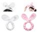 TQsuen 2 Pack Spa Facial Headband Makeup Shower Washing Face Headband Rabbit Ear Facial Cleaning Beauty Headbands Adjustable Towels for Facial Treatment Face Washing Shower White and Pink
