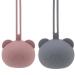 Airfish silicone pacifier box 2 pack BPA-free baby bear pacifier bag silicone shell for baby travel slider pacifier storage box pacifier holder for girls young gray and dark pink