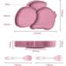 Vicloon Silicone Baby Plate with Suction | Divided Non-Slip Toddler Plate | Self Feeding Training | Includes Spoon and Fork | Ideal for High Chairs and Tables | Pink - Buy Online on GoSupps.com