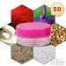 PMLAND Clear Plastic Cosmetic Containers with Pink Screw Lid for Eye Shadow Cream Nail Polish Balm Makeup Samples - 50 Containers with 50 Lids - Buy Online on GoSupps.com